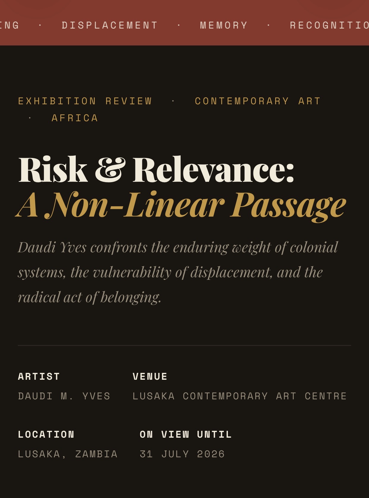 The Price of Passage: Daudi Yves on...